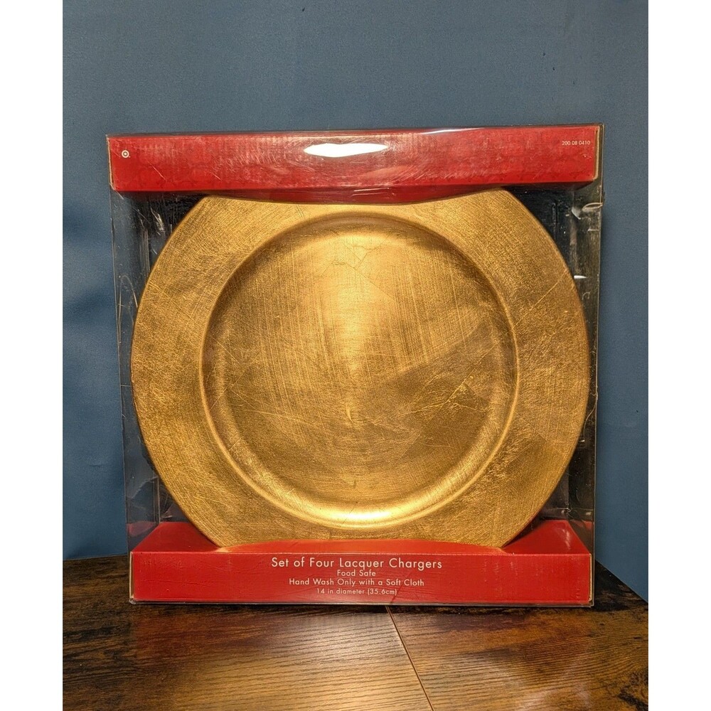 Vintage Gold Target Charger Plates Original Box Lacquer 14 In Food Safe
